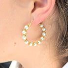 Boucles d'oreilles Créoles en or jaune et perles - Castafiore