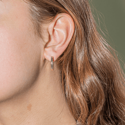 Boucles d'oreilles Créoles en or jaune, or blanc et diamants - Castafiore