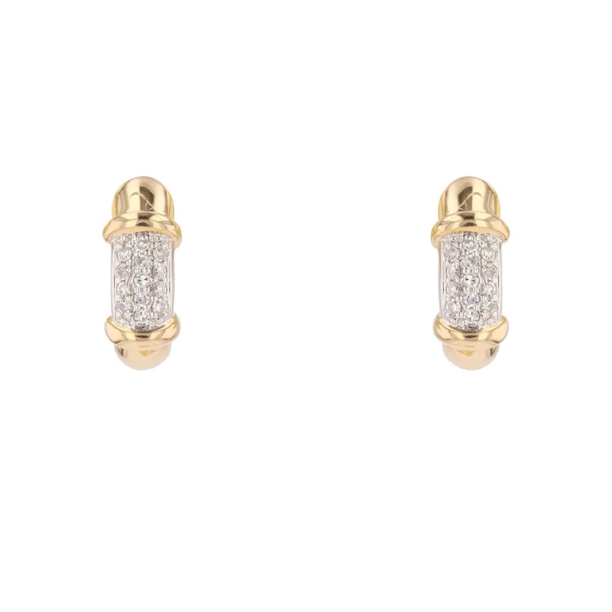 Boucles d'oreilles Créoles en or jaune, or blanc et diamants - Castafiore