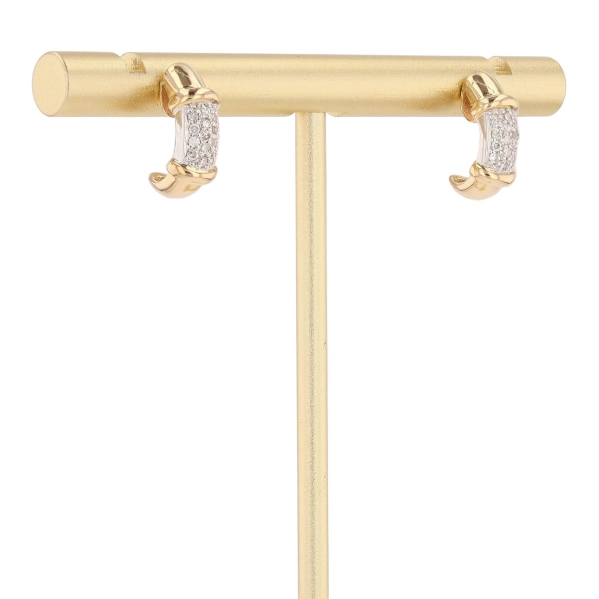 Boucles d'oreilles Créoles en or jaune, or blanc et diamants - Castafiore