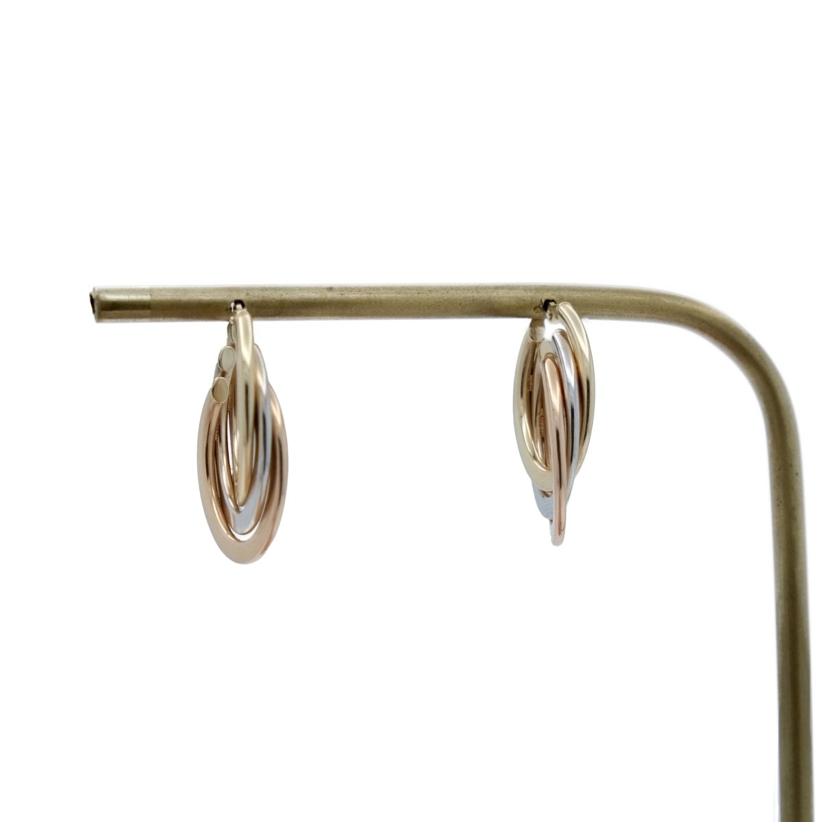 Boucles d'oreilles Créoles en or jaune, or blanc et or rose - Castafiore