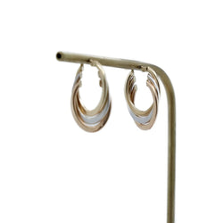 Boucles d'oreilles créoles en or jaune, or blanc et or rose - Castafiore