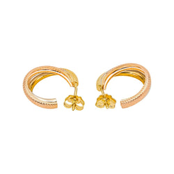 Boucles d'oreilles Créoles en or jaune, or blanc et or rose - Castafiore