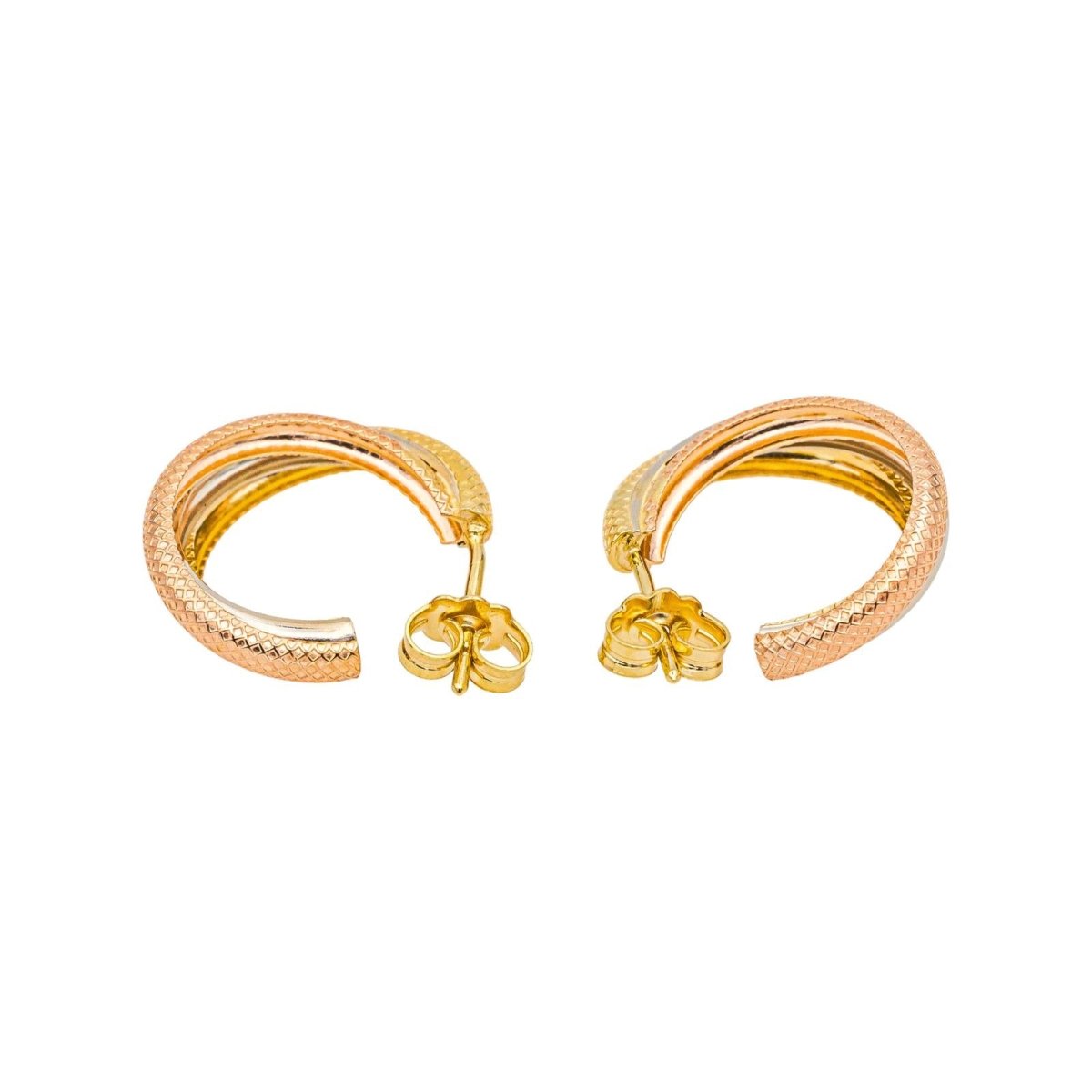 Boucles d'oreilles Créoles en or jaune, or blanc et or rose - Castafiore