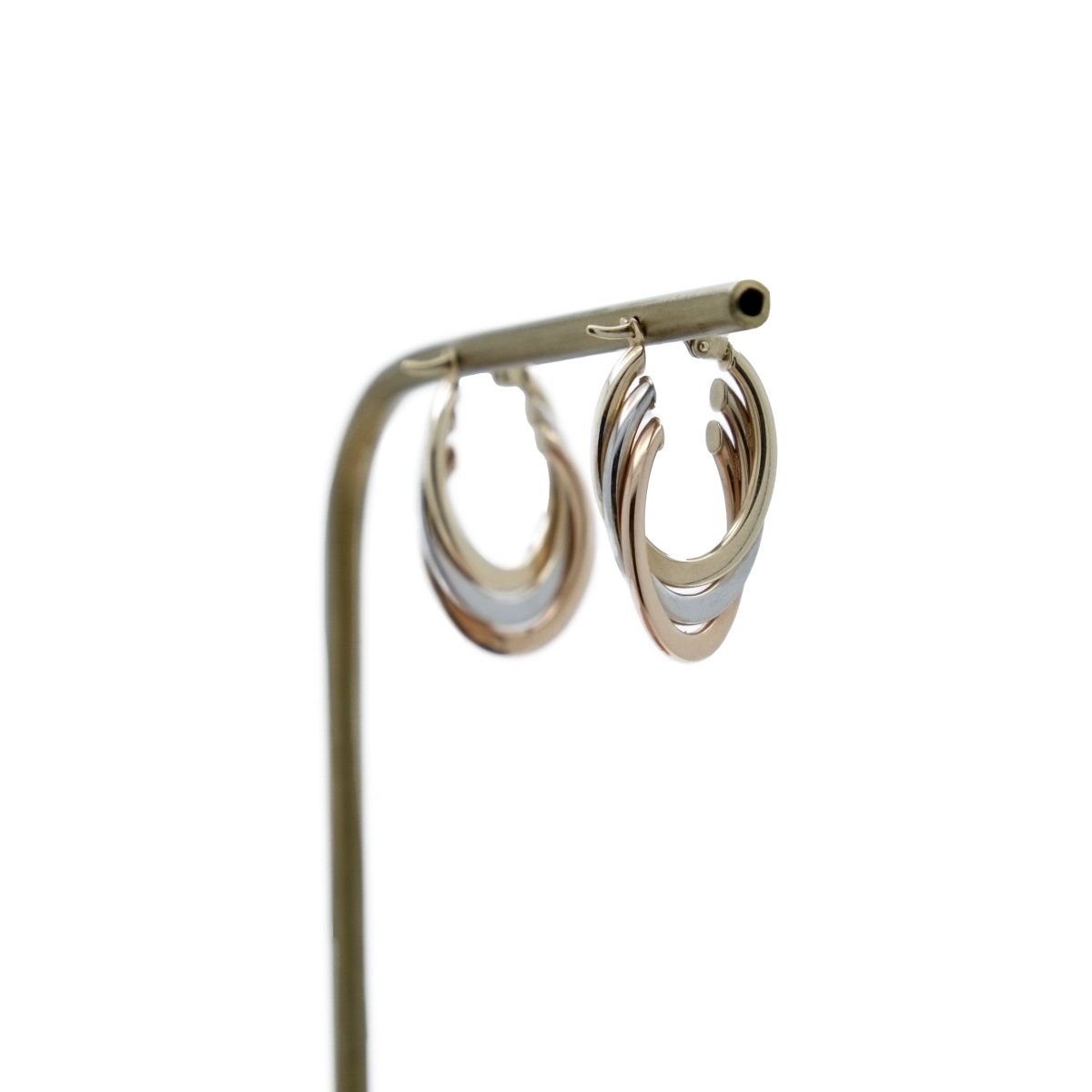 Boucles d'oreilles créoles en or jaune, or blanc et or rose - Castafiore