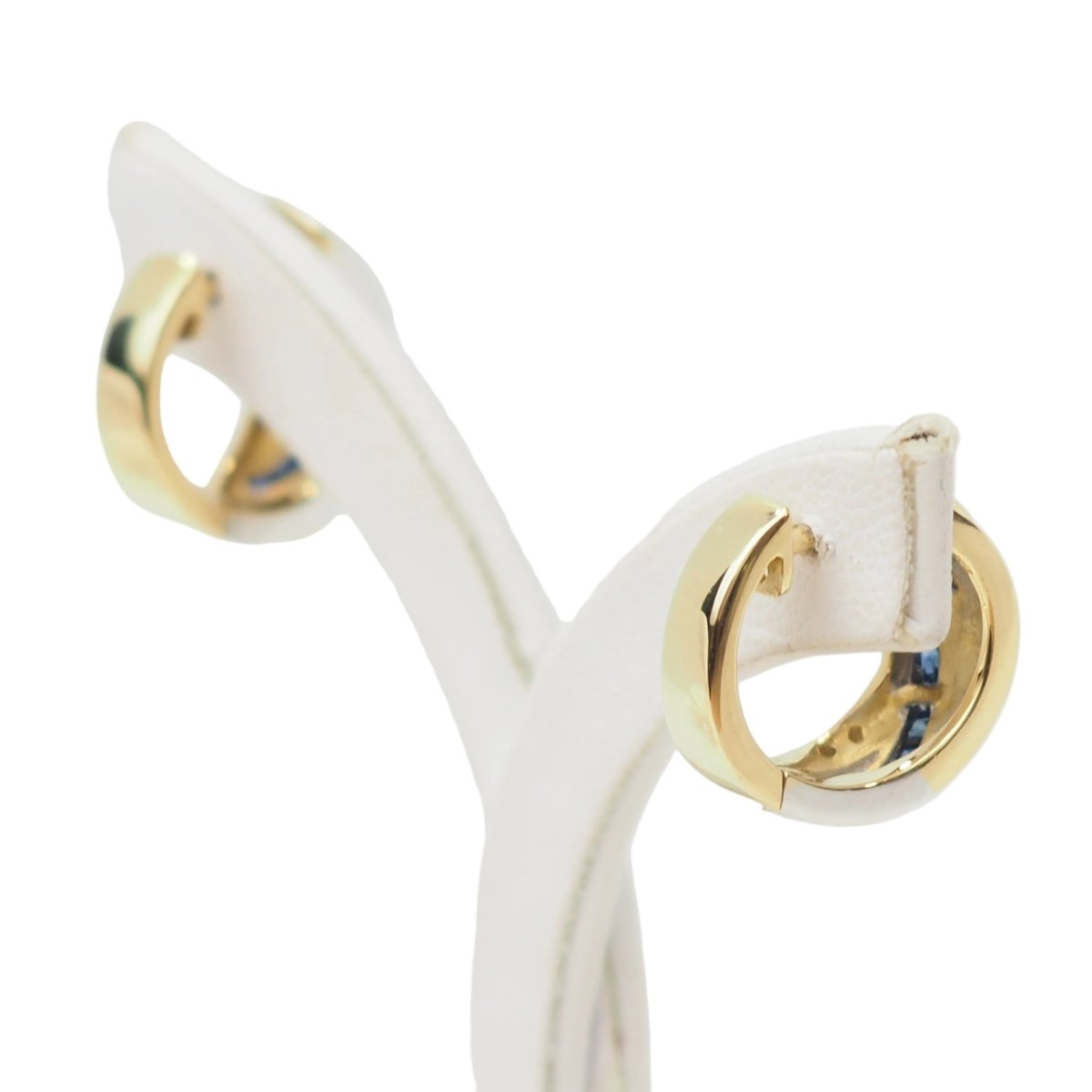 Boucles d'oreilles Créoles en or jaune, or blanc, saphirs et diamants - Castafiore