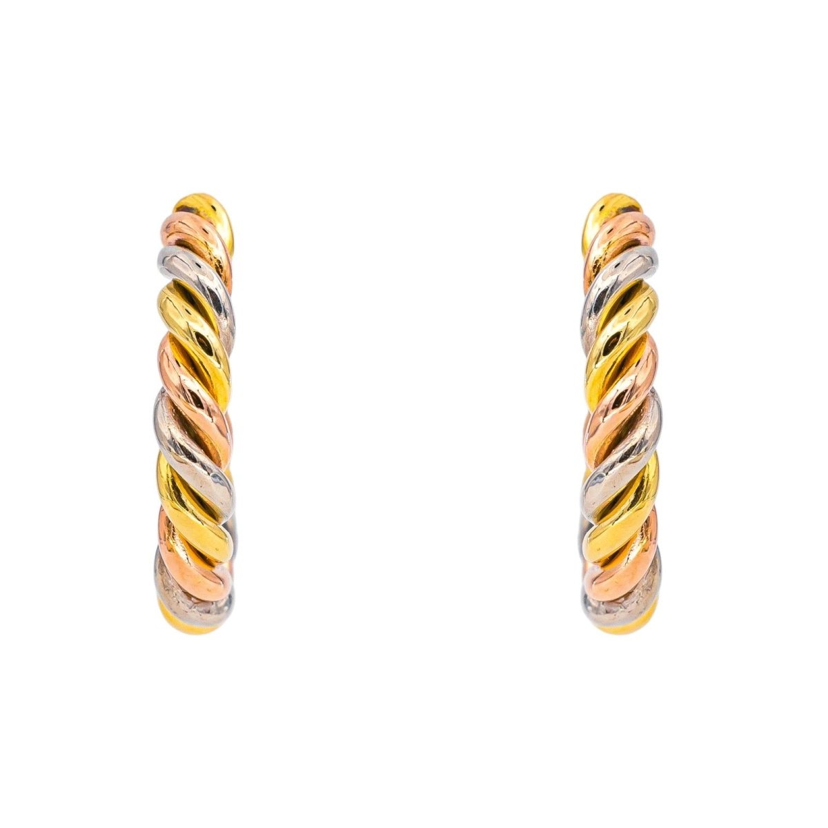 Boucles d'oreilles Créoles en or jaune, or rose et or blanc - Castafiore