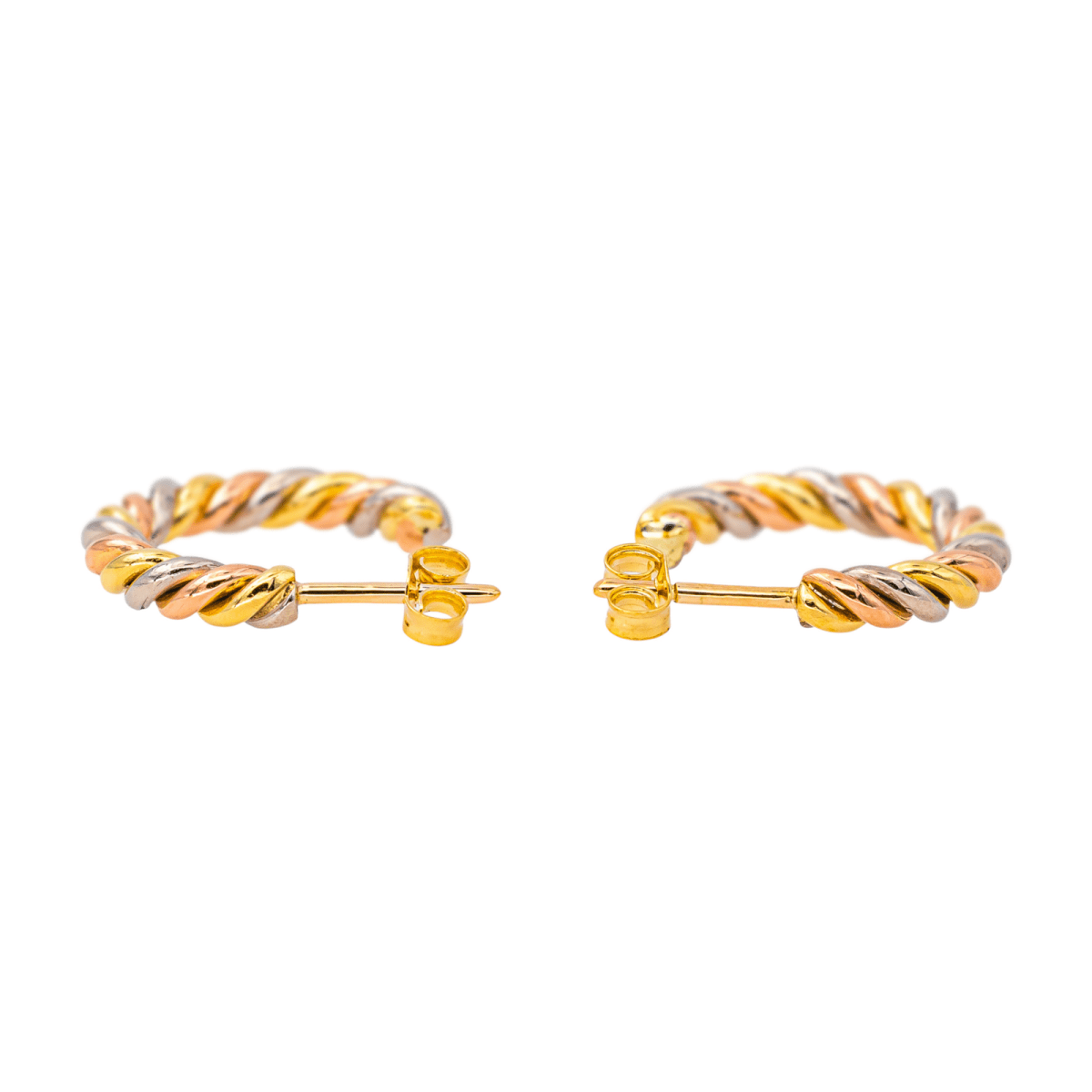 Boucles d'oreilles Créoles en or jaune, or rose et or blanc - Castafiore