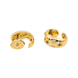 Boucles d'oreilles Créoles en or jaune, saphirs et diamants - Castafiore