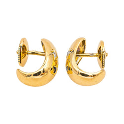 Boucles d'oreilles Créoles en or jaune, saphirs et diamants - Castafiore