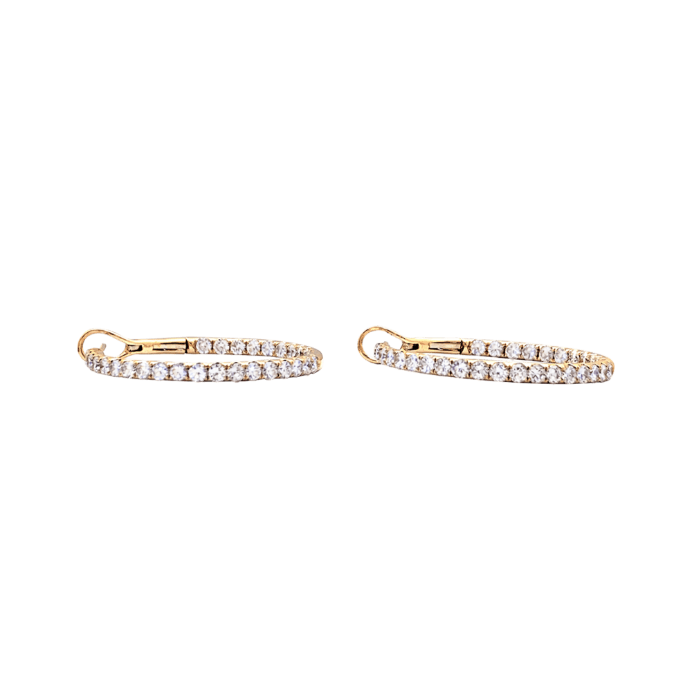 Earrings creoles, rose gold and diamonds.