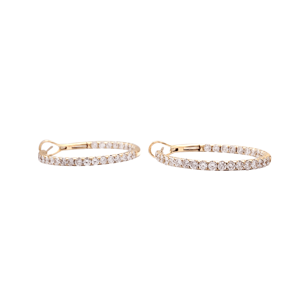 Earrings creoles, rose gold and diamonds.