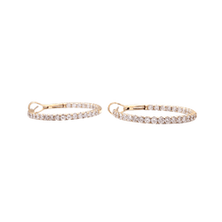Earrings creoles, rose gold and diamonds.