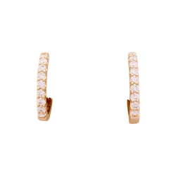 Pair of small creoles in rose gold, diamonds.