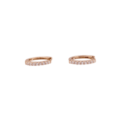 Pair of small creoles in rose gold, diamonds.