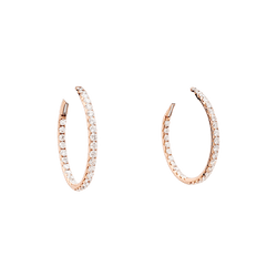 Earrings creoles, rose gold and diamonds.