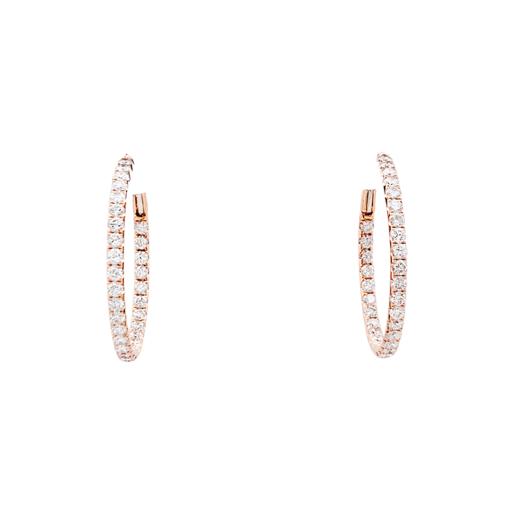 Earrings creoles, rose gold and diamonds.