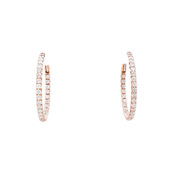Earrings creoles, rose gold and diamonds.