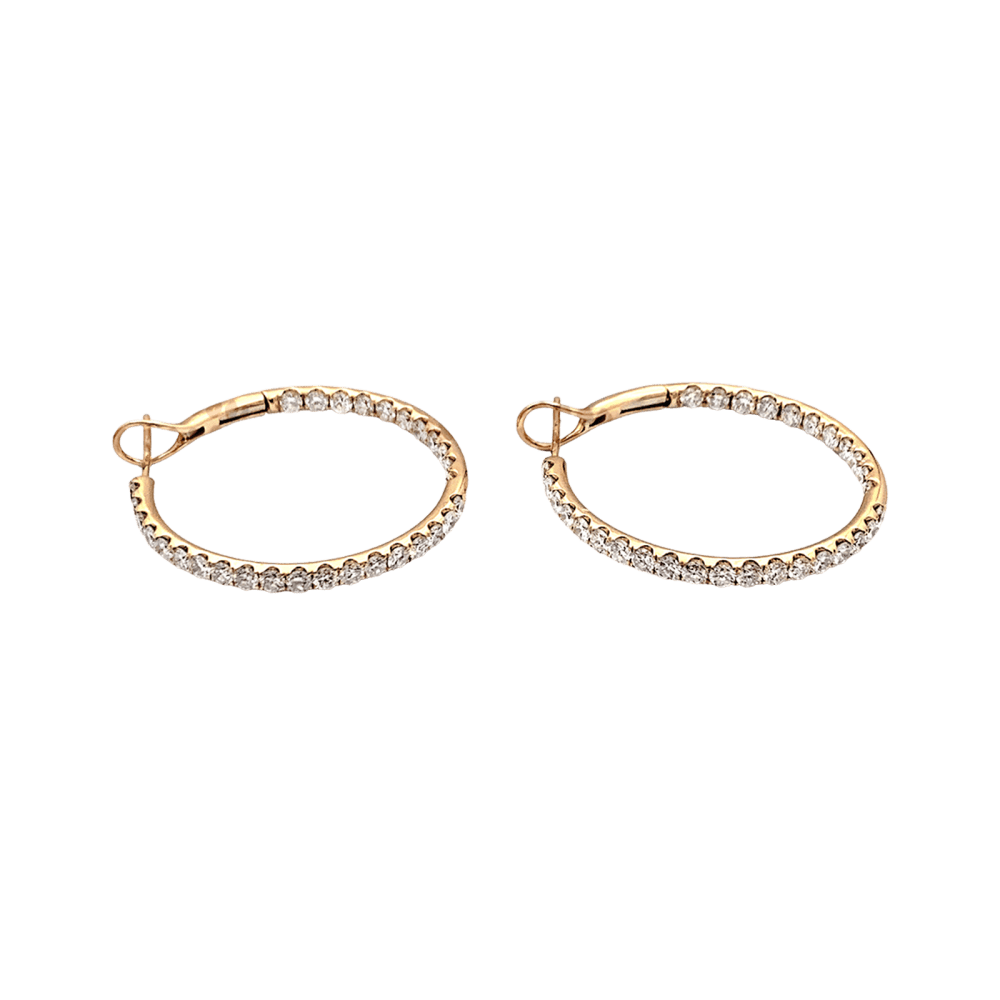 Earrings creoles, rose gold and diamonds.
