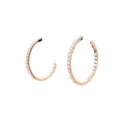 Earrings creoles, rose gold and diamonds.