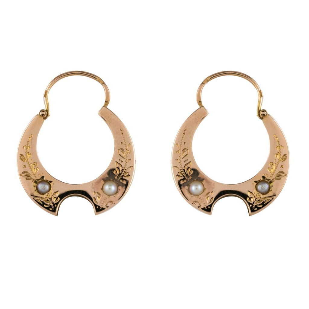 Boucles d'oreilles Créoles en or rose et perles - Castafiore