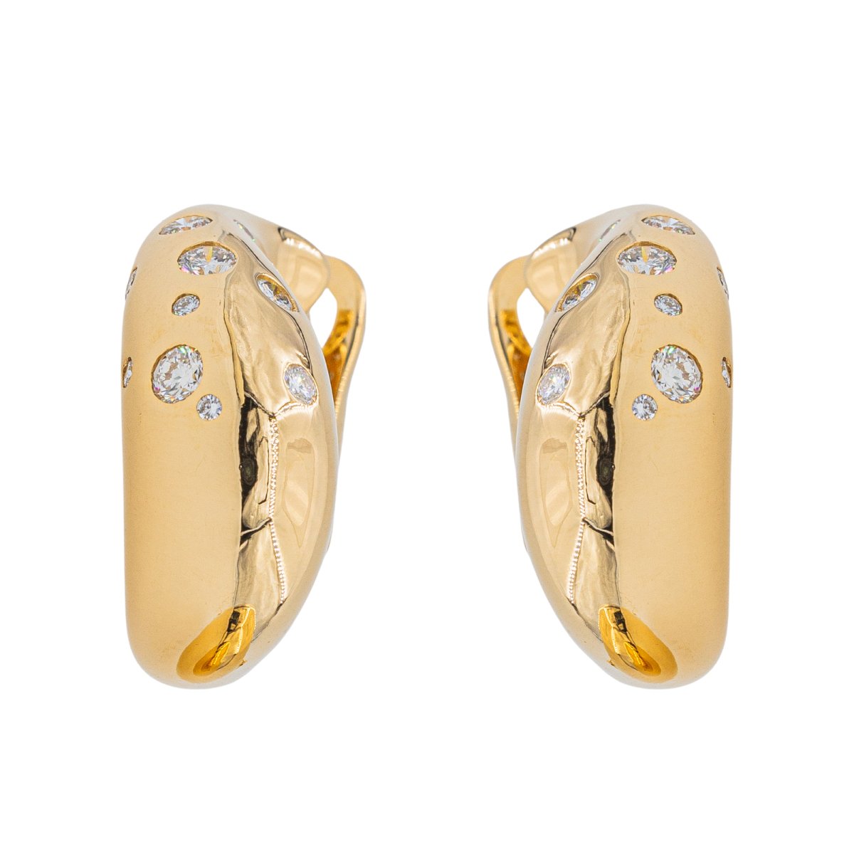 Boucles d'oreilles Créoles FRED Mouvementée en Or jaune et Diamant - Castafiore