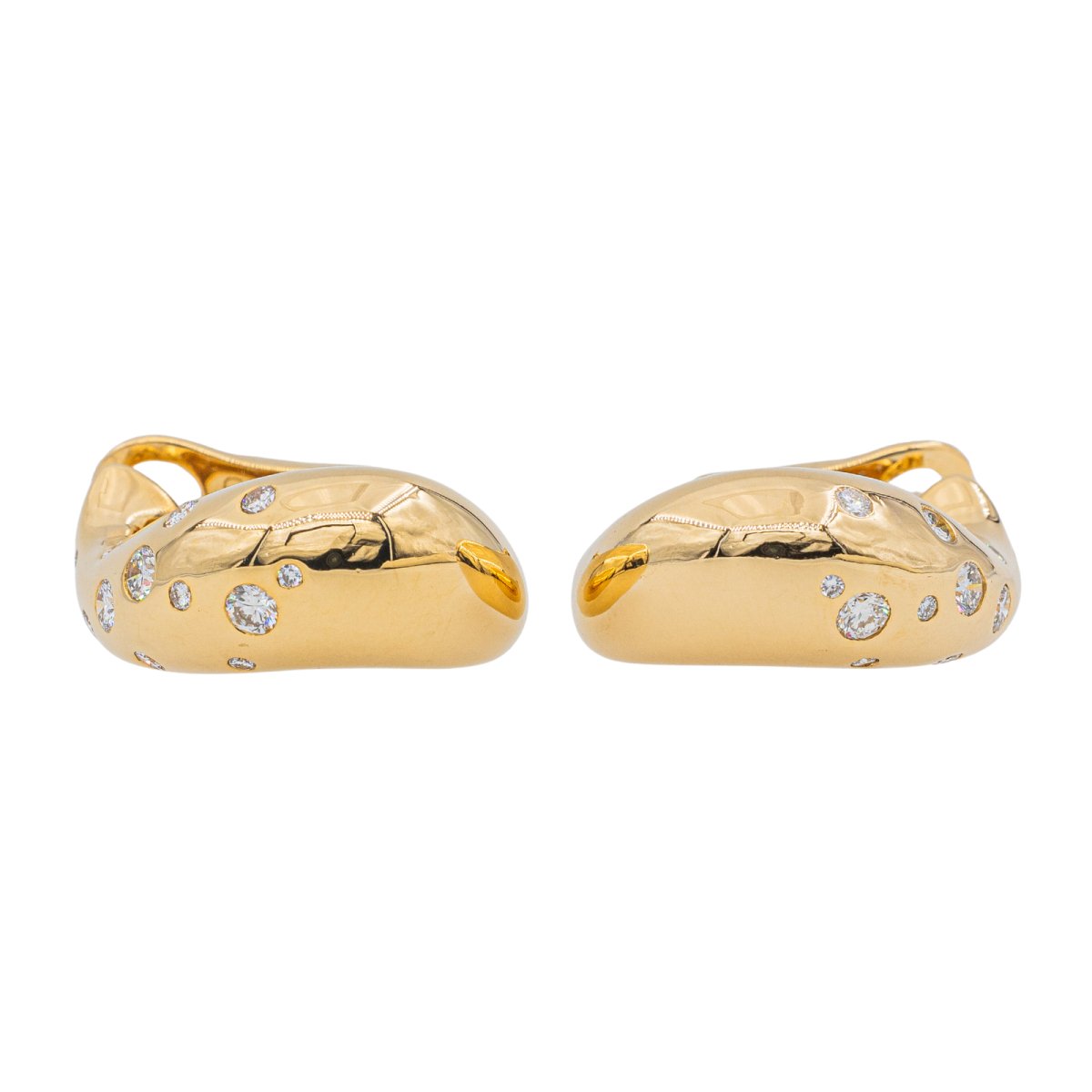 Boucles d'oreilles Créoles FRED Mouvementée en Or jaune et Diamant - Castafiore