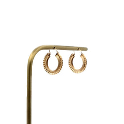 Boucles d'oreilles créoles godronnées en or jaune et or rose - Castafiore