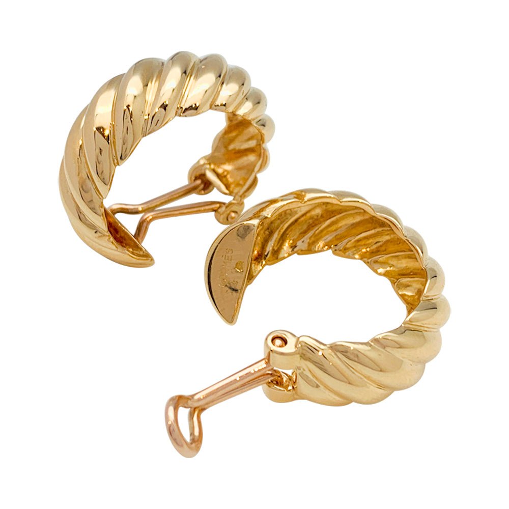 Boucles d'oreilles Créoles HERMÈS en or jaune - Castafiore