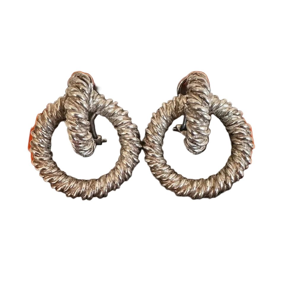 Boucles d’oreilles Créoles HERMÈS "Noeuds Marins" en argent - Castafiore