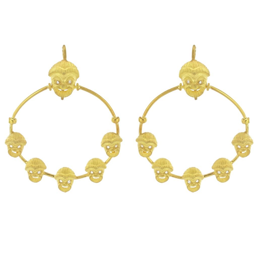 Boucles d'oreilles CREOLES Masques en vermeil - Castafiore
