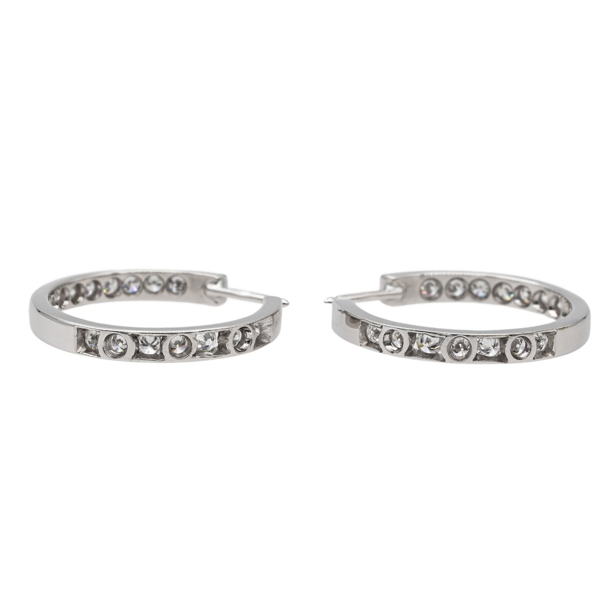 Boucles d'oreilles Créoles Or blanc Diamant - Castafiore
