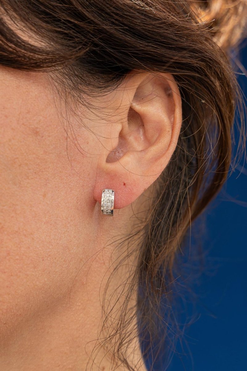 Boucles d'oreilles Créoles Or blanc Diamant - Castafiore