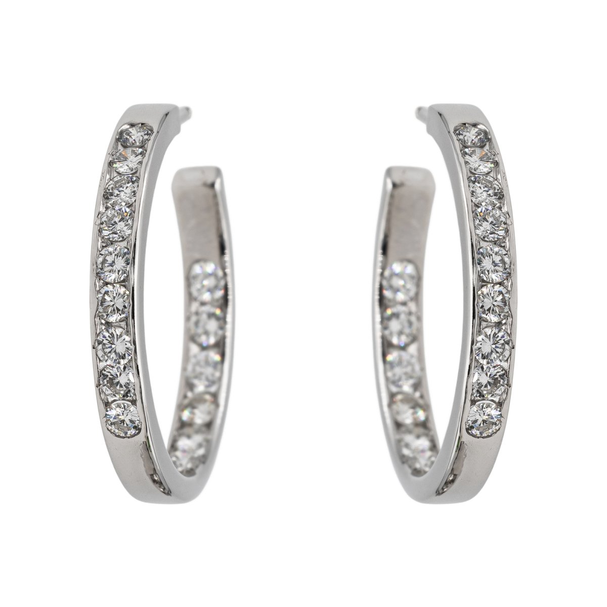 Boucles d'oreilles Créoles Or blanc Diamant - Castafiore