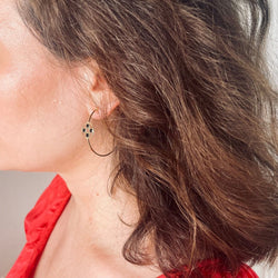 Boucles d'oreilles créoles pastilles en or jaune et onyx - Castafiore