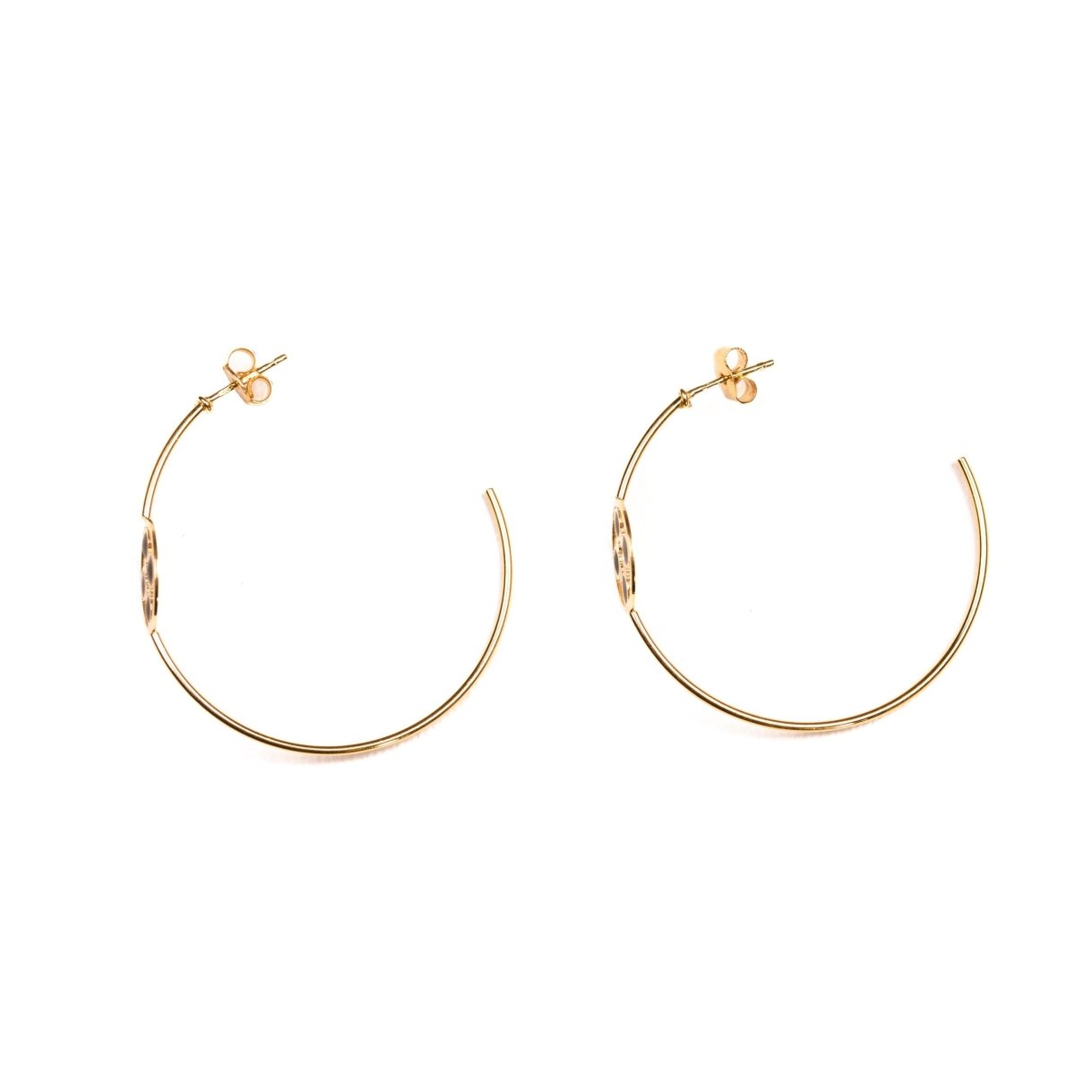 Boucles d'oreilles créoles pastilles en or jaune et onyx - Castafiore