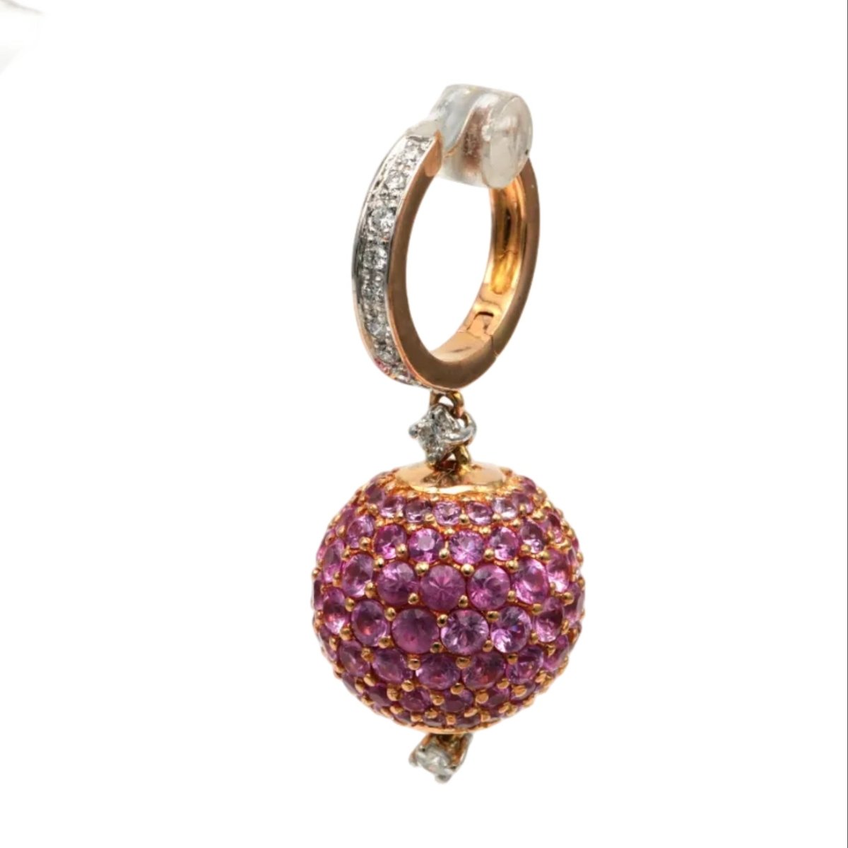 Boucles d'oreilles Créoles Pendantes en or rose, saphirs et diamants - Castafiore