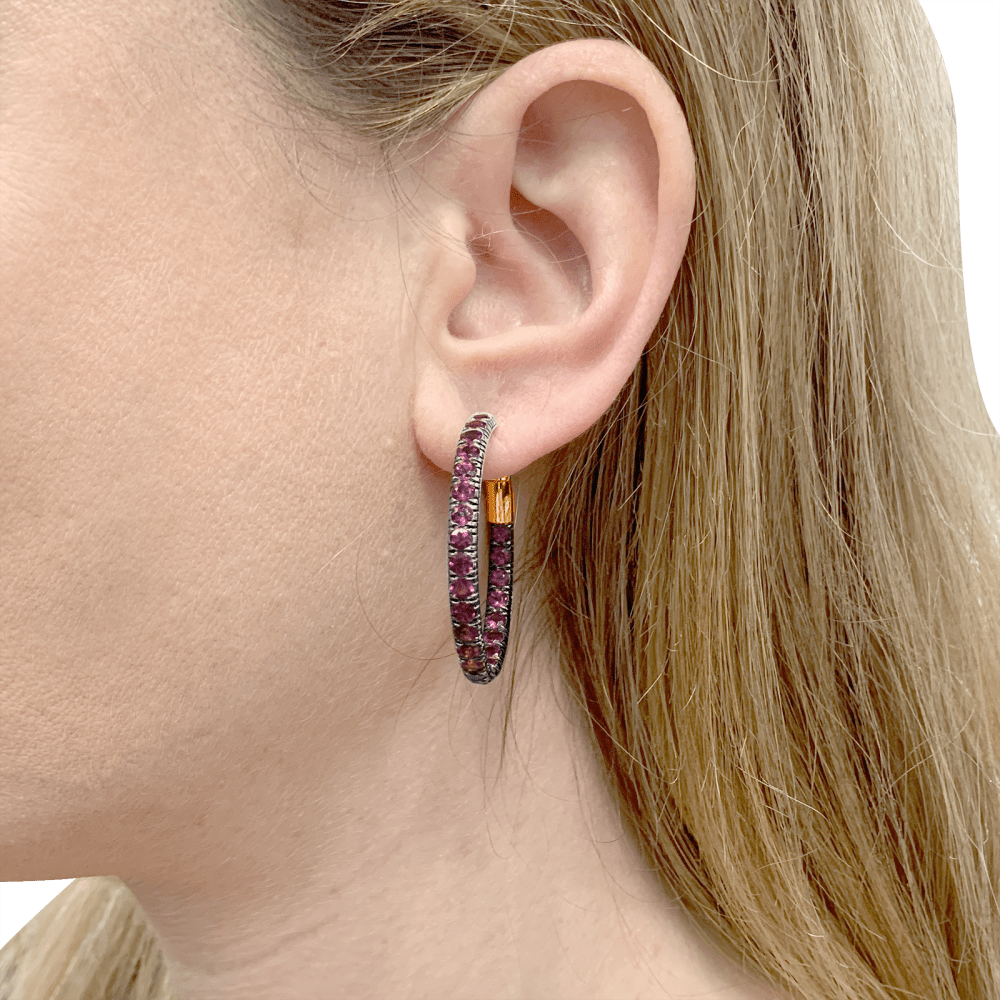 Boucles d'oreilles Créoles POMELLATO "Tango" en or jaune et saphirs - Castafiore