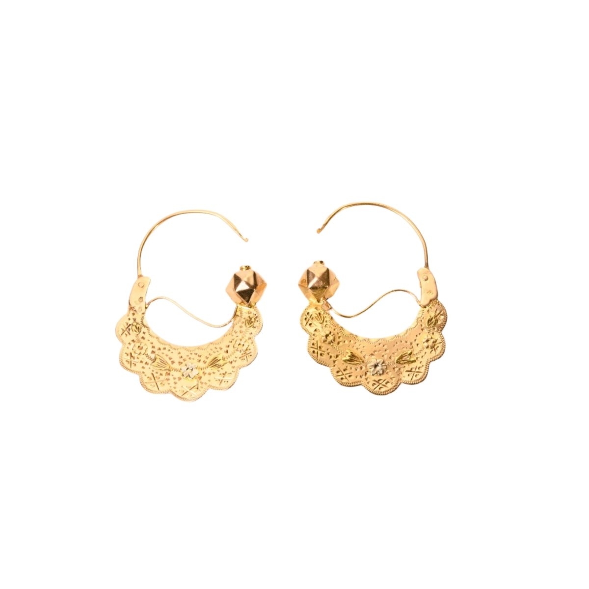 Boucles d'oreilles créoles savoyardes trois ors - Castafiore