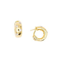 Boucles d'oreilles Créoles TIFFANY & CO. "Etoiles" en or jaune, platine et diamants - Castafiore