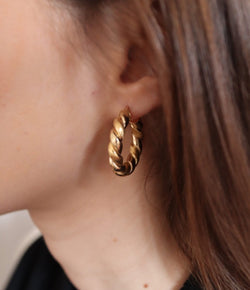 Boucles d'oreilles Créoles torsadées en or jaune - Castafiore