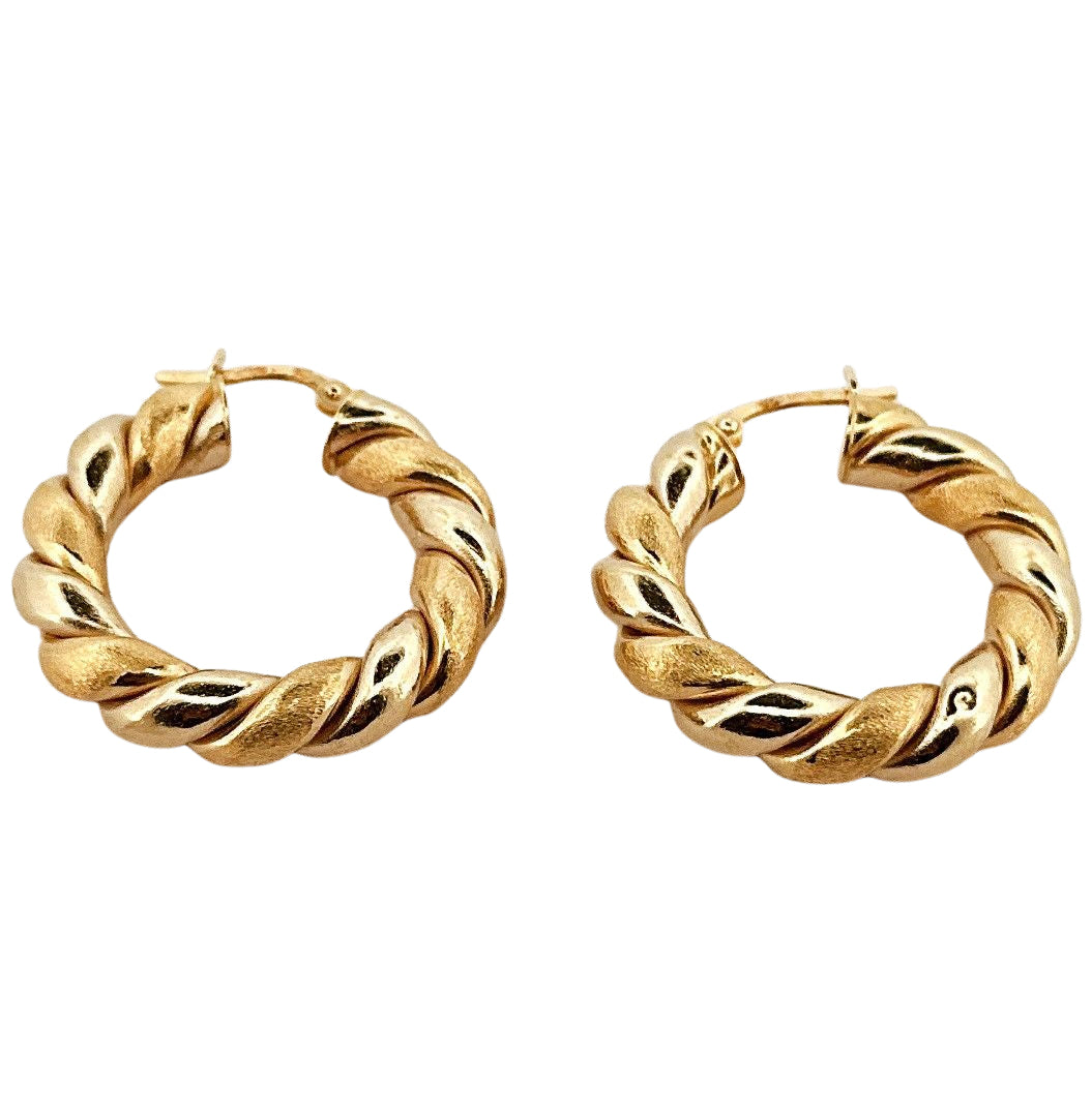 Boucles d'oreilles Créoles torsadées en or jaune - Castafiore