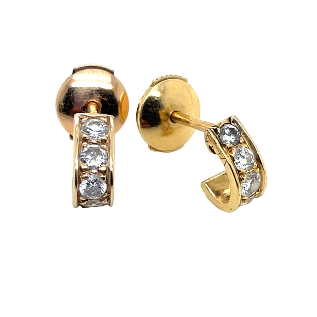 Boucles d'oreilles Créoles VAN CLEEF & ARPELS. en or jaune et diamants - Castafiore