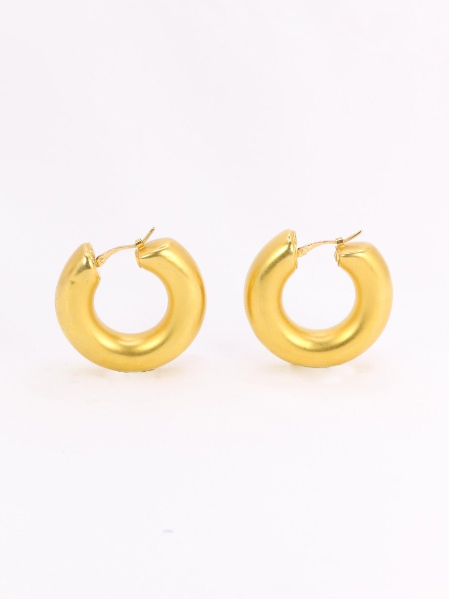 Boucles d'oreilles Créoles vintage or jaune mat - Castafiore
