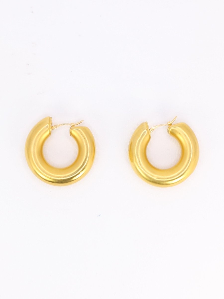 Boucles d'oreilles Créoles vintage or jaune mat - Castafiore
