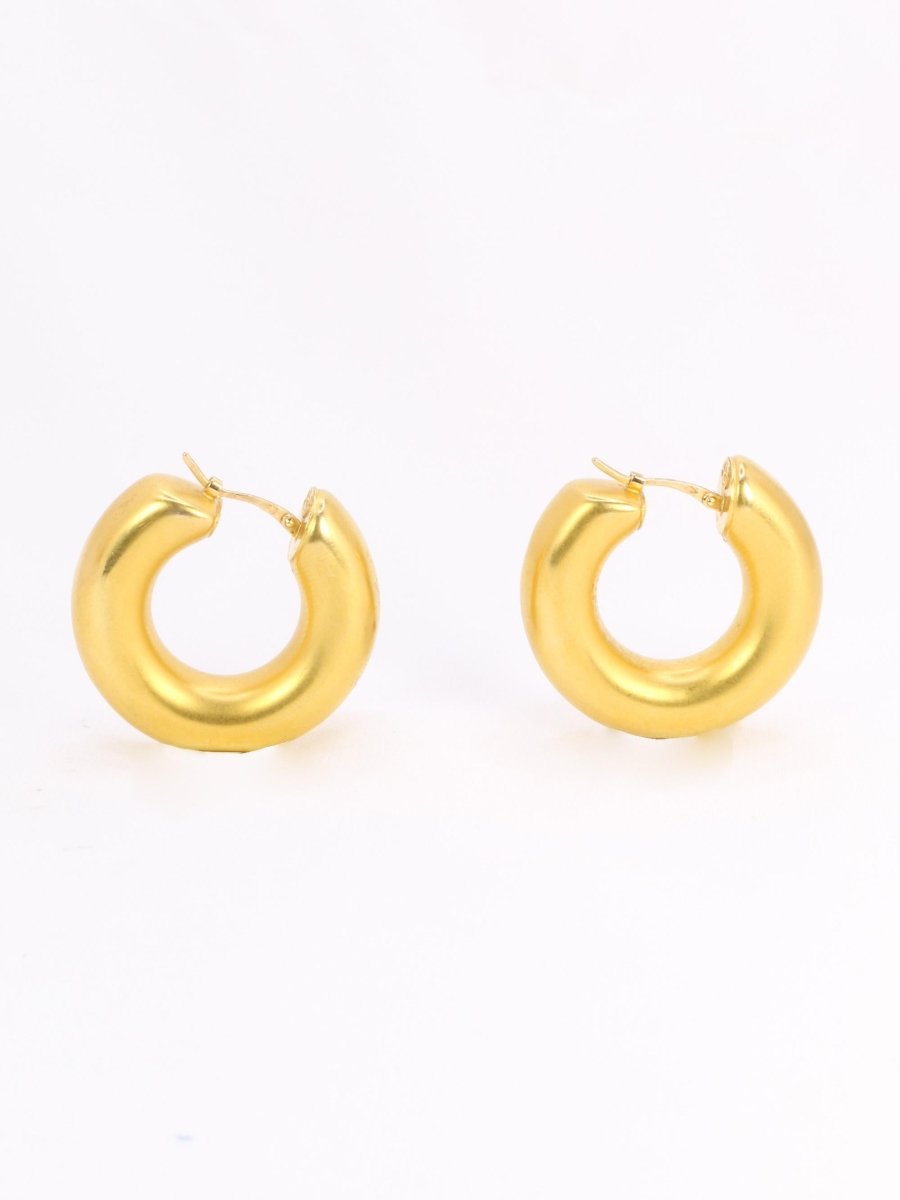 Boucles d'oreilles Créoles vintage or jaune mat - Castafiore