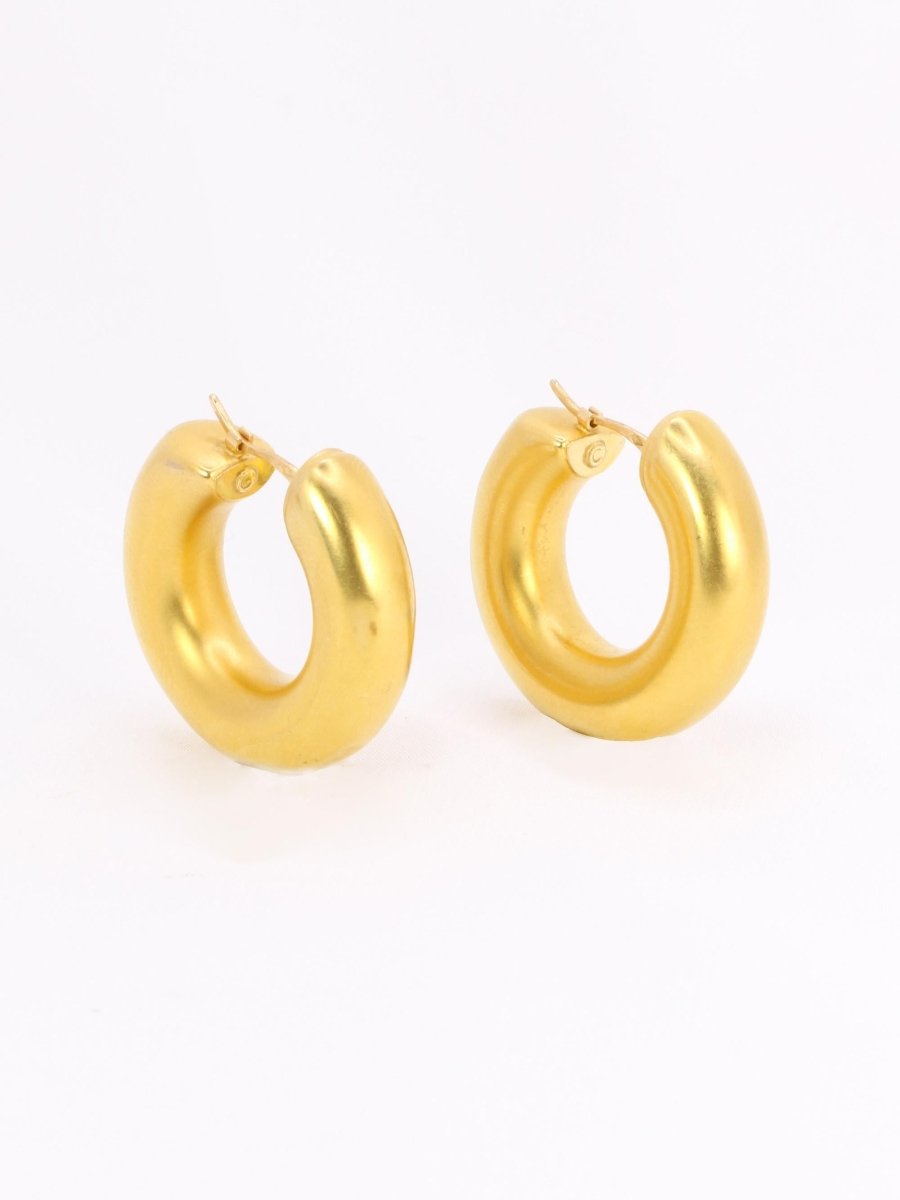 Boucles d'oreilles Créoles vintage or jaune mat - Castafiore