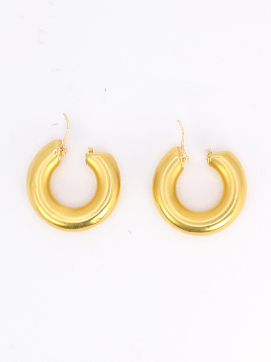 Boucles d'oreilles Créoles vintage or jaune mat - Castafiore