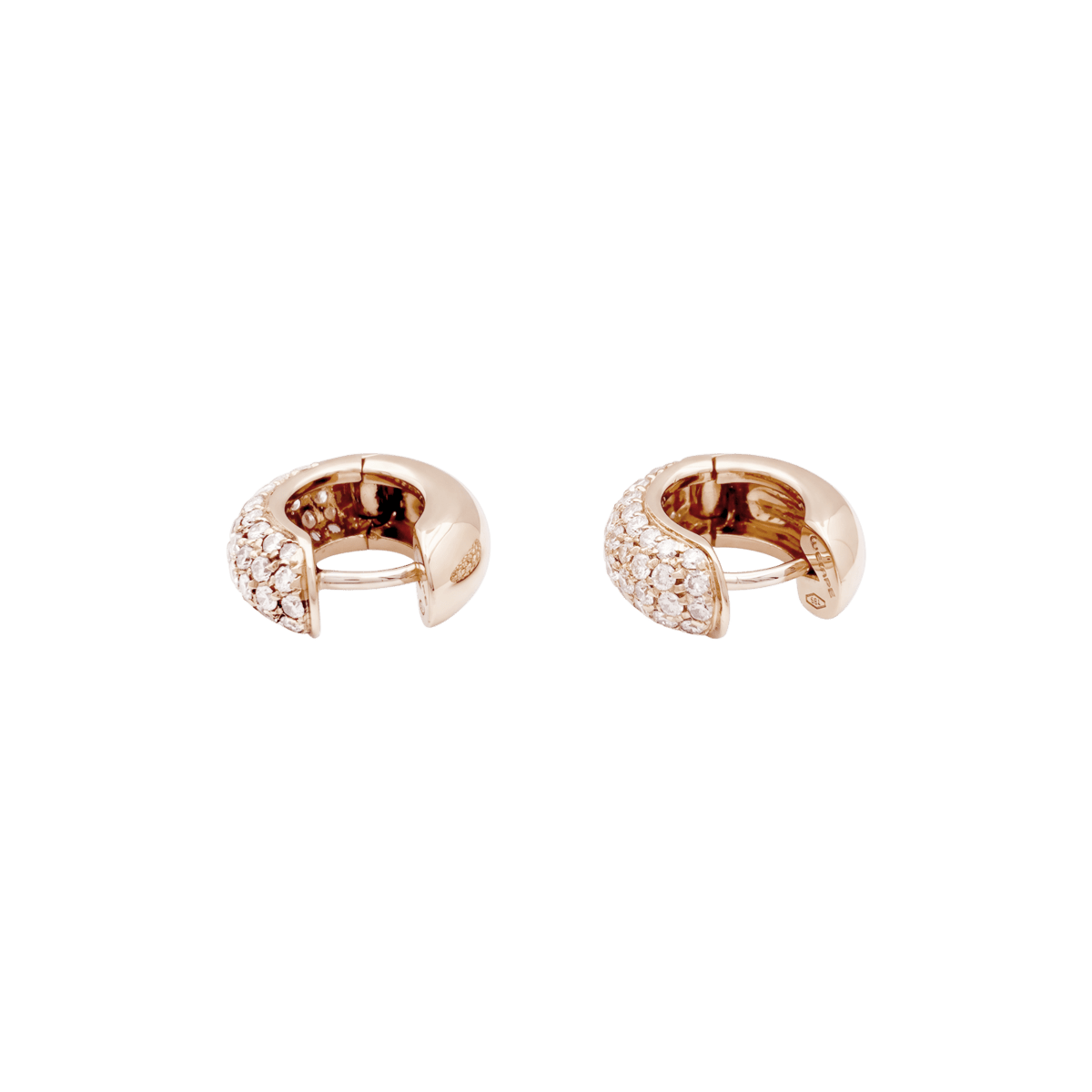 Boucles d'oreilles Créoles WEMPE en or rose et diamants - Castafiore