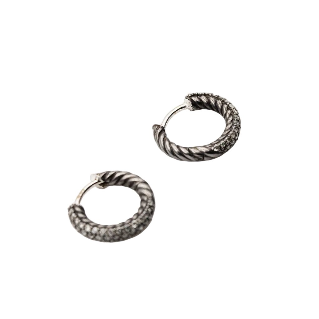 Boucles d'oreilles DAVID YURMAN en argent noirci et diamants - Castafiore